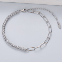 pulsera de diamante de plata 925 con dos tipos de cadenas para mujer por mayor