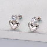 aretes de plata 925 de moda corazon con cristal por mayoreo