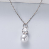 collar de plata 925 con dije de cristal bolita de perla
