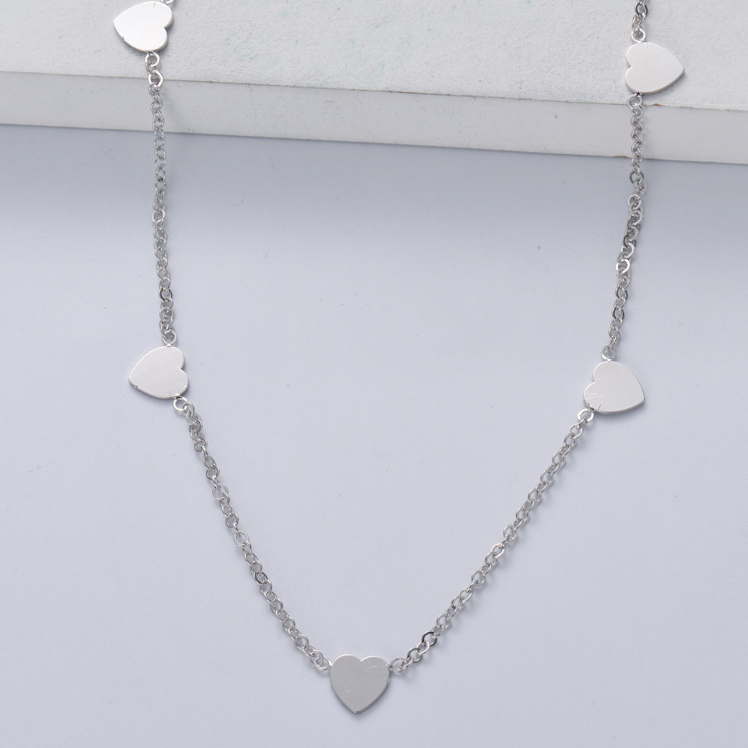 collar de plata 925 de moda modelo simple con multi corazon al por mayor