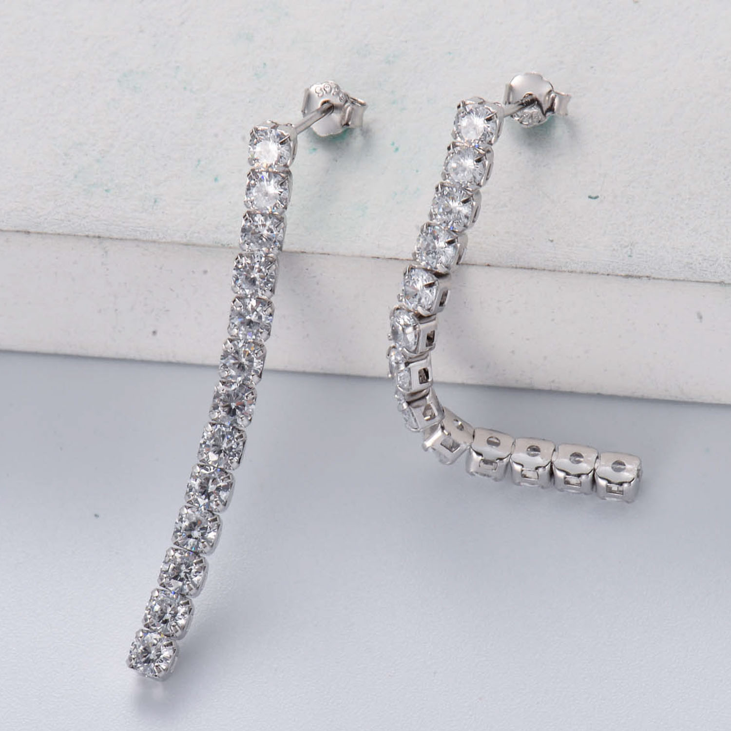 Aretes diamante de plata 925 40mm para mujer por mayor