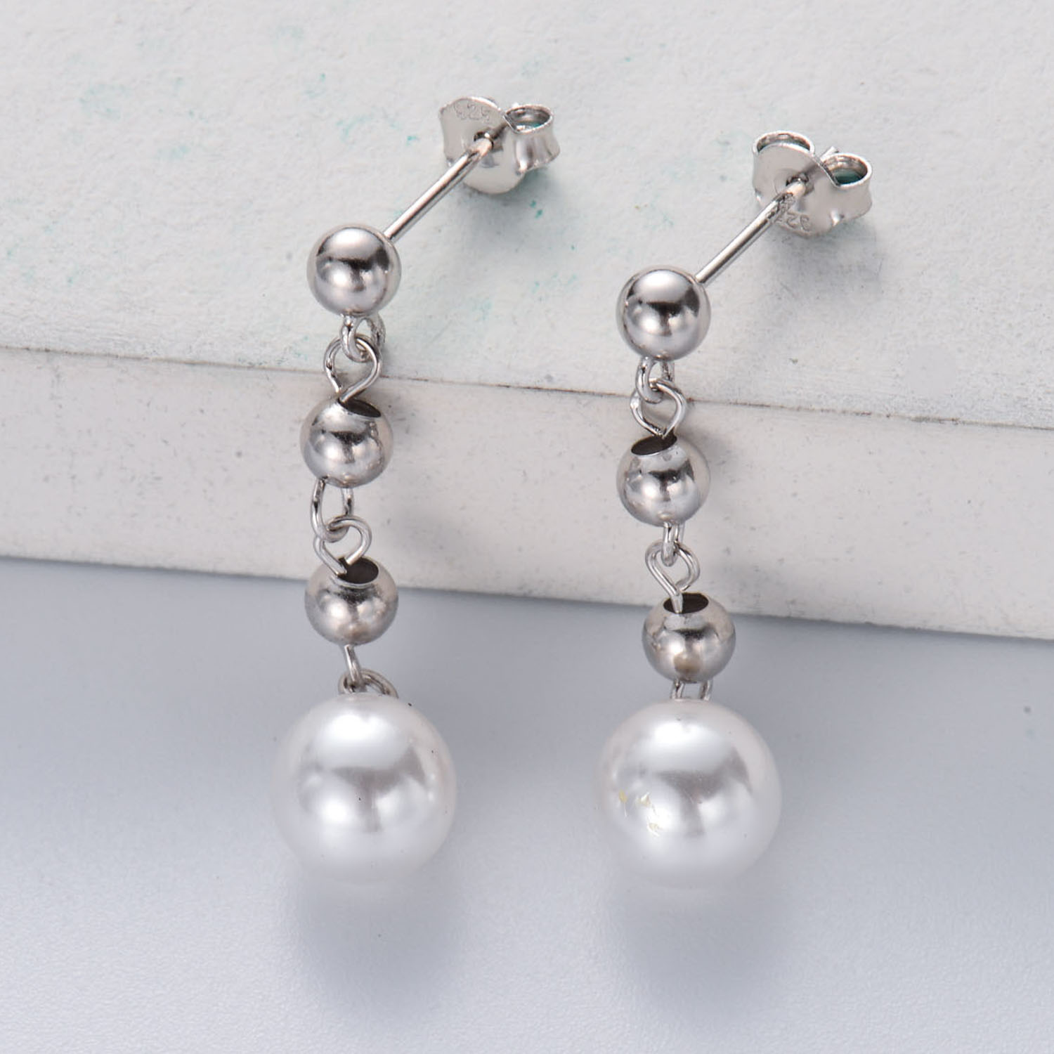 pendiente de gota de plata 925 con perlas