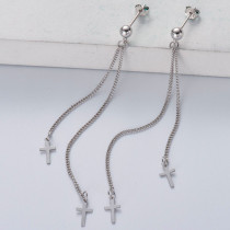 pendientes doble borla con dijes de rosario de plata 925 por mayoreo