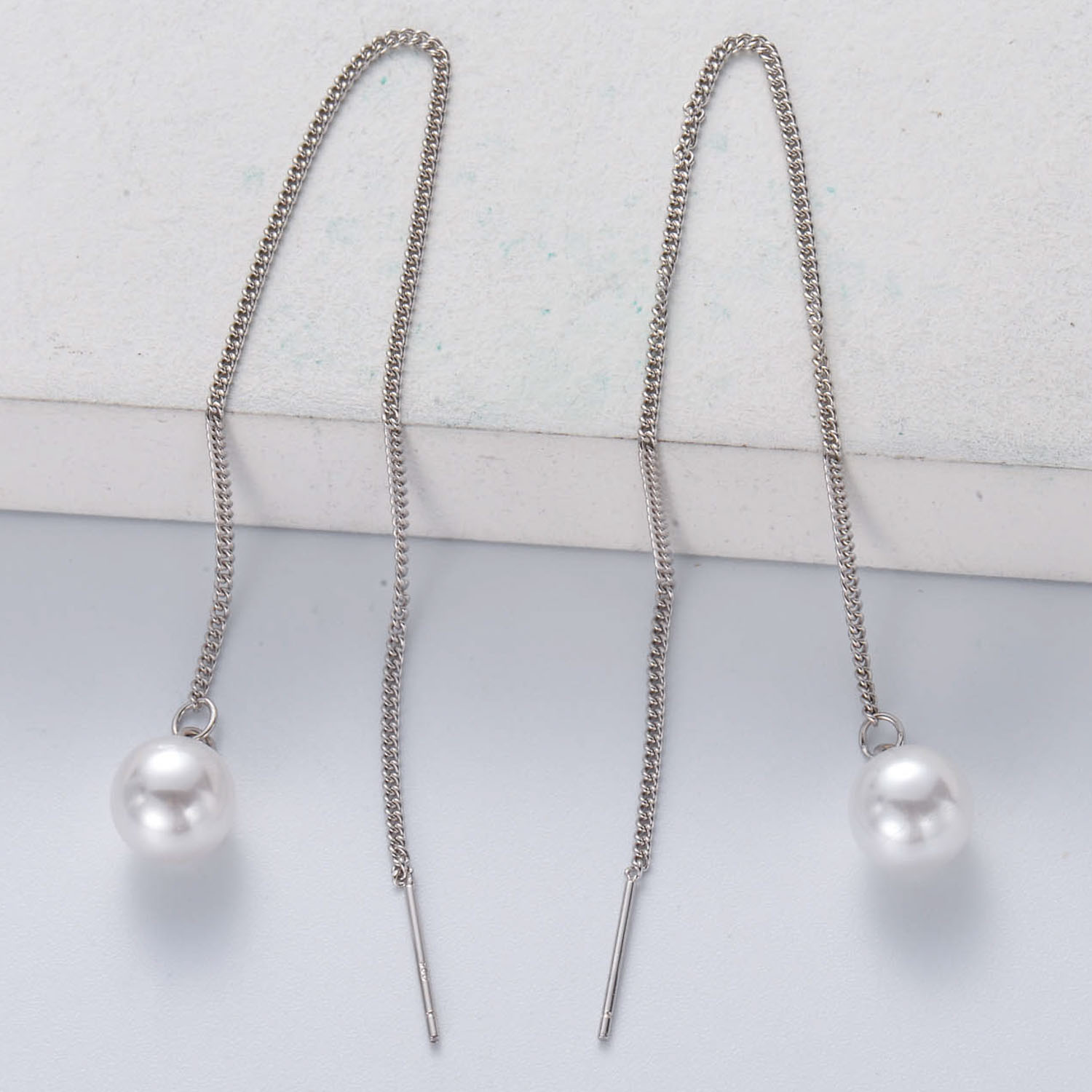 pendientes perlas largo de plata 925 por mayoreo