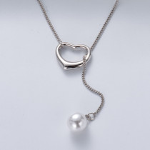 collar de corazoncito en plata 925 color silver con perla natural para dama estilo especial