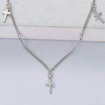 collar de cruz plata 925 estilo en moda para mujer color silver