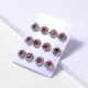 aretes de acero color plateado con piedra roja estilo simple para mujer