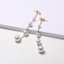 aretes de perlas naturales estilo nuevo en moda para mujer