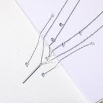conjunto de moda de diamante con aretes gotas de acero inoxidable plateado