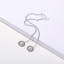 aretes de perla natural acero color plateado estilo en moda para mujer
