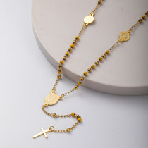 collar aesthetic de rosario con bolitas acero inoxidable para mujer