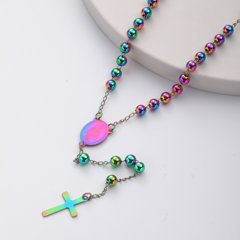 collar de moda de rosario Vistoso con dijes y colgante de cruz para mujer por mayor