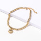 pulsera de bolitas acero color dorado con dije concha estilo en moda para mujer