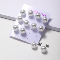 aretes de perla natural con acero plateado estilo nuevo para mujer