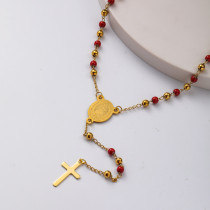 collar de rosario de moda con dijes de cruz para mujer