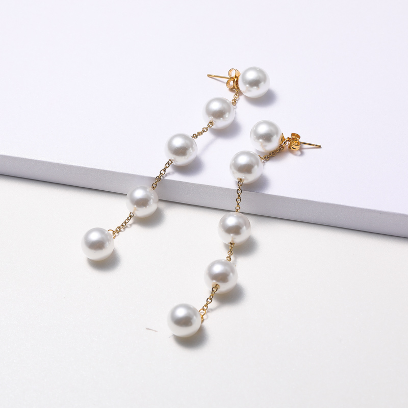 aretes de perlas naturales estilo nuevo en moda para mujer