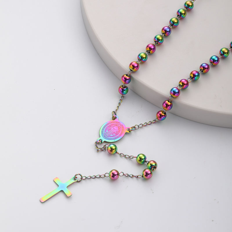 collar aesthetic de rosario Vistoso con dijes y colgante de cruz para mujer por mayor