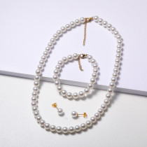 conjuntos con aretes pulsera de perla natural estilo en moda para mujer