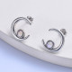 aretes de plata 925 forma de luna con piedras opalo para mujer