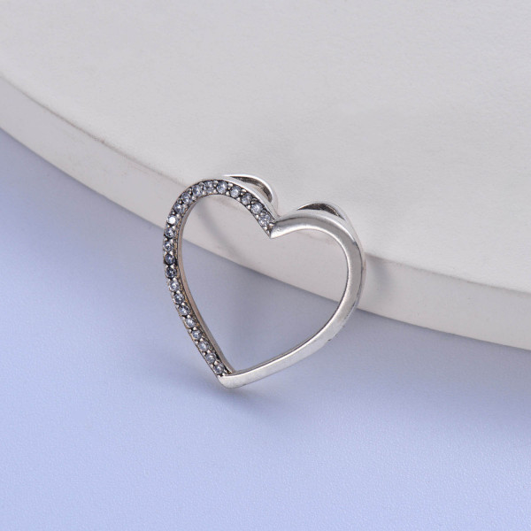 dije de plata 925 forma de corazon combinado de cristal y liso para mujer