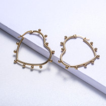 aretes hoops de acero inoxidable 18k forma de corazones para mujer 35mm