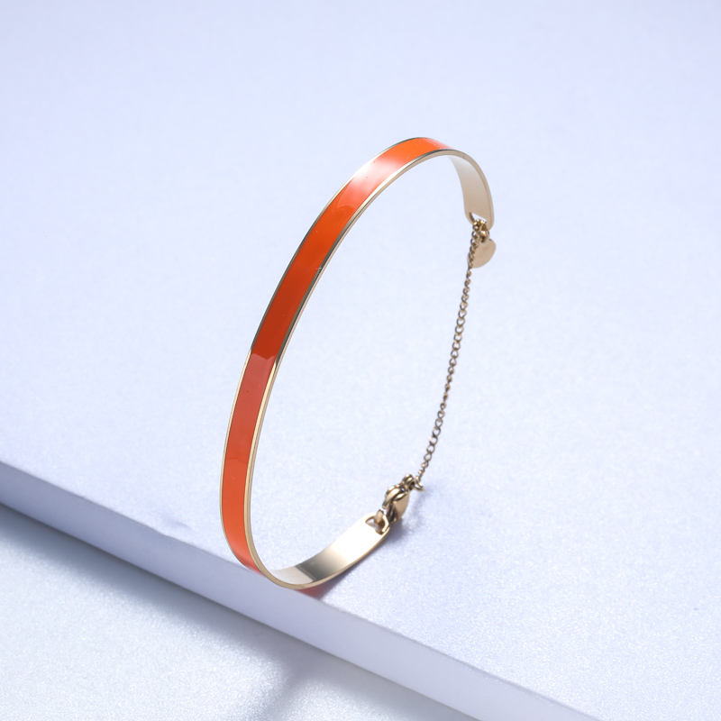 pulsera de acero inoxidable nuevo modelo esmalte color anaranjado