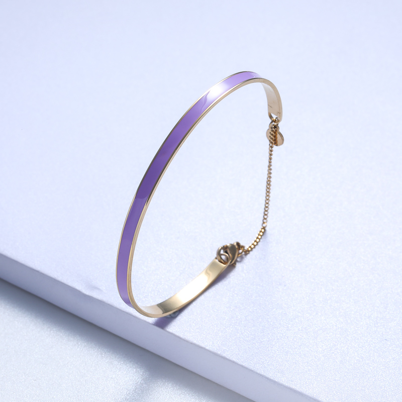 pulsera de acero inoxidable nuevo modelo esmalte color lila