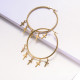 aretes hoops de acero inoxidable 18k con dijes de rosario