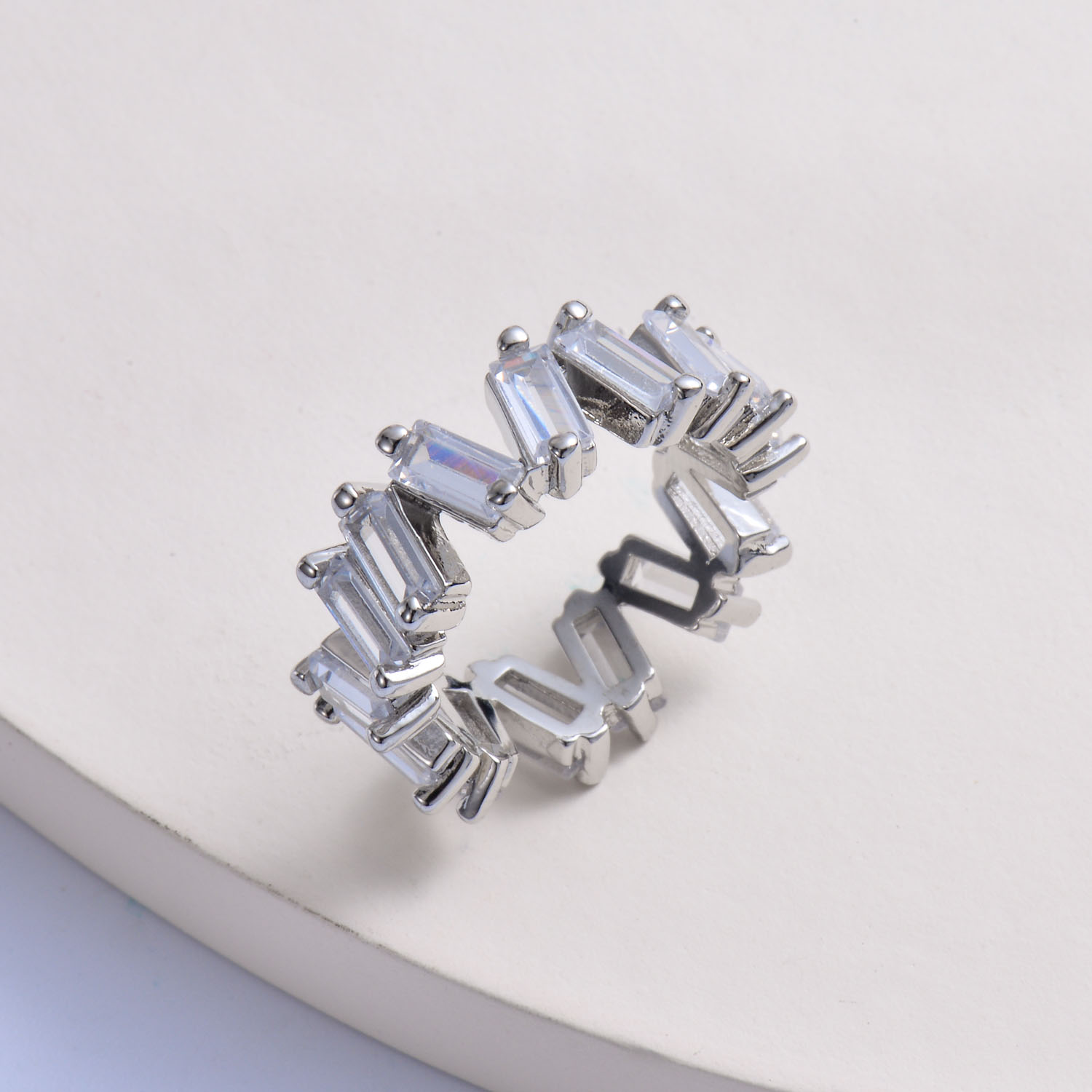 anillo de diamantes de moda plateado para mujer por mayor