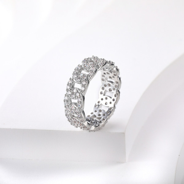 anillo de bronce de moda lujoso con piedrita de cristal