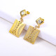 aretes de acero inoxidable quiruguico con dijes de placa rectangula de hueco