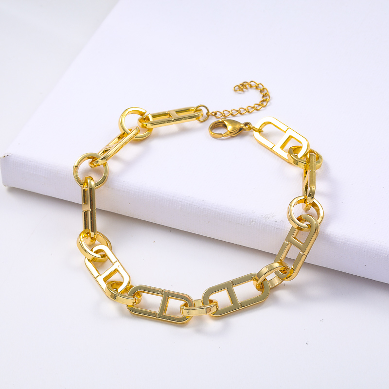 pulsera de acero inoxidable 18k de moda inicial para mujer por mayor