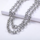 collares de moda doble de acero inoxidable plateado por mayor