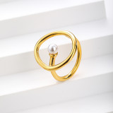 anillo de acero color dorado para mujer diseno en moda
