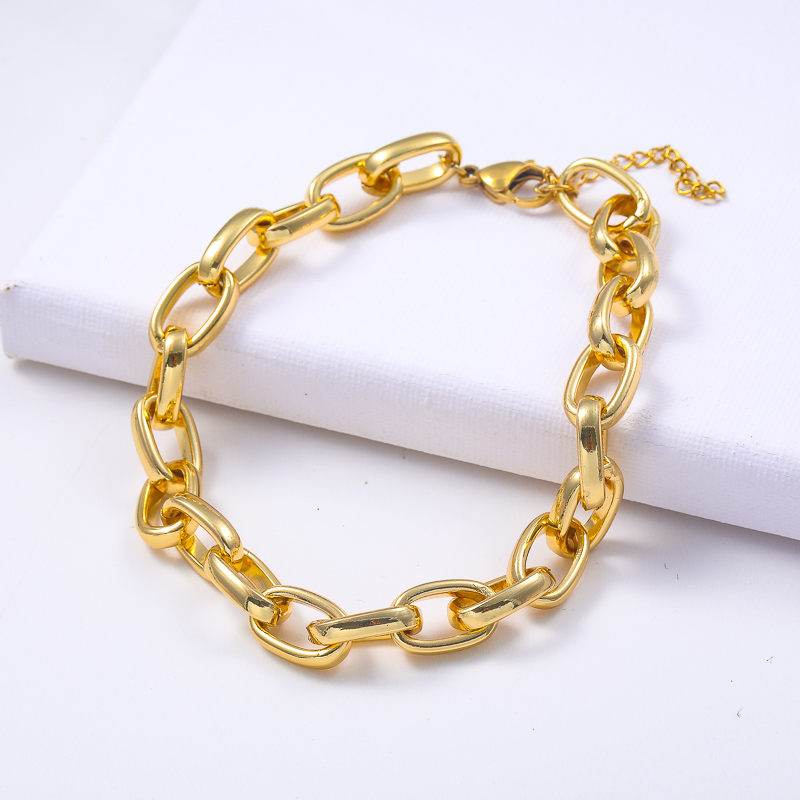 pulsera de acero inoxidable 18k de moda cadena portacables para mujer por mayor