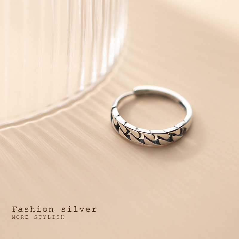anillo de plata 925 de moda estilo modelo cadenita  se ajustable