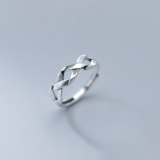 anillo de plata 925 versión coreana retro  tejido hueco diamantes moda simple