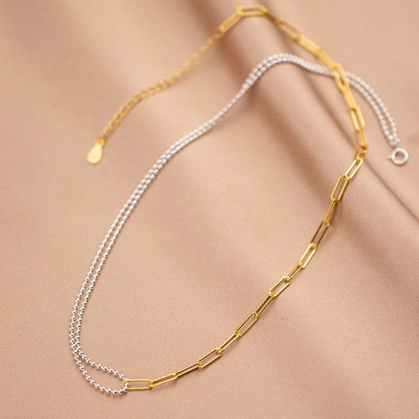 collar de plata 925 combinado con doble cadenas de perla natural