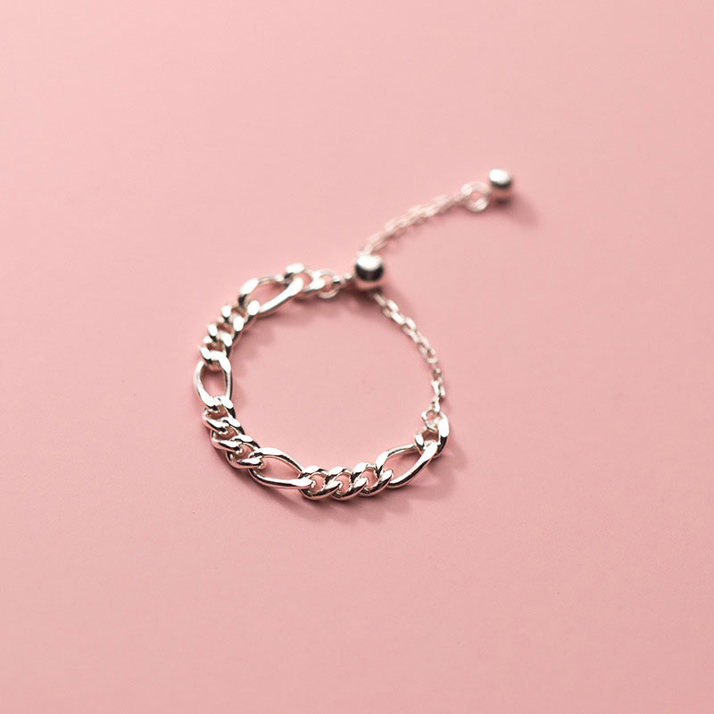 anillo de plata 925 tipo cadena con tila de bolita