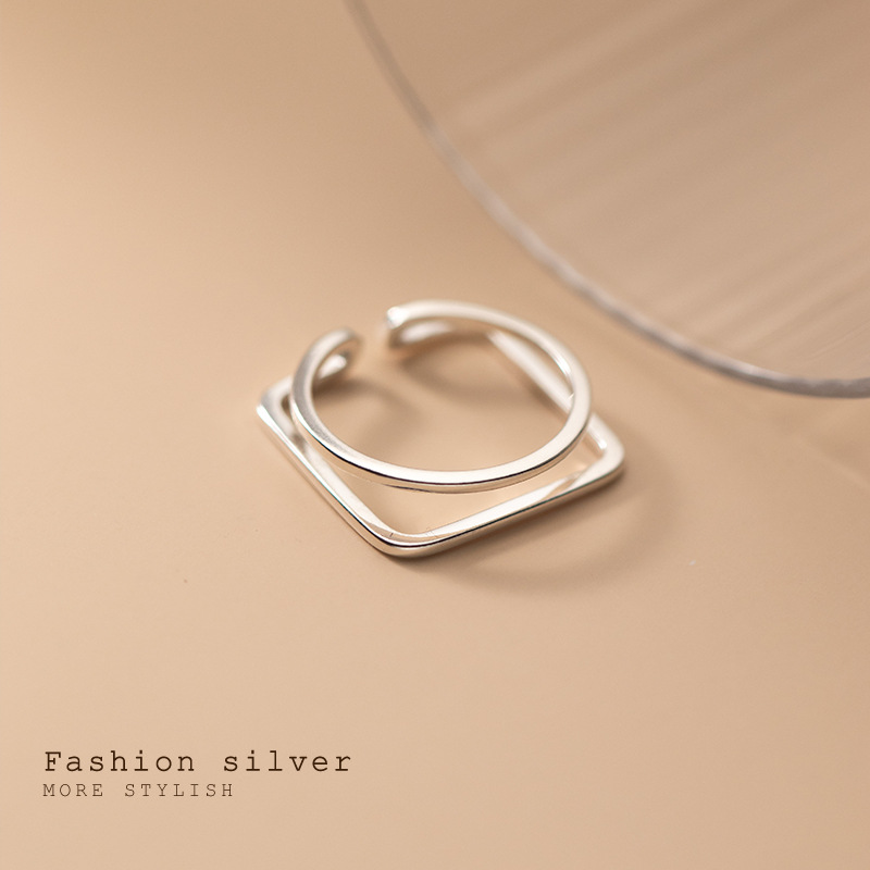 anillo de plata 925 de moda estilo simple y ajustable