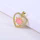 dijes de corazon oro laminado 18K con diamantes  para mujer estilo en moda