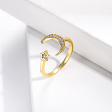 anillos ajustable de oro laminado forma de luna y estrella por mayor