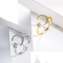 anillos ajustable de oro laminado forma de luna y estrella por mayor