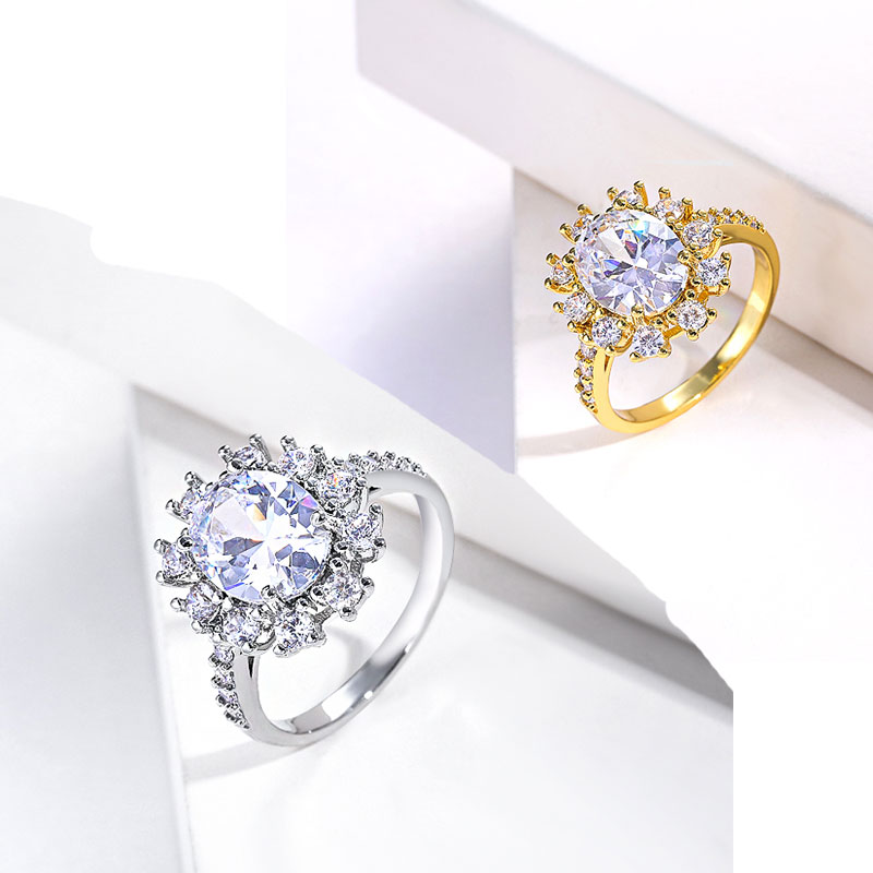 anillos de moda con cristales de oro laminado por mayor