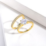 anillo de pareja aesthetic con circon por mayoreo de oro laminado