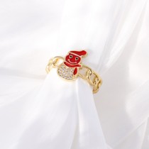 Anillo abierto de oro laminado con muñeco de nieve a la moda, anillos de oro laminado con circón chapado en oro, 1 pieza