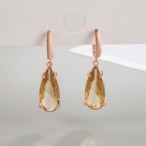 Pendientes de gota de oro laminado con gotas de agua a la moda, pendientes de oro laminado de cristal Artificial con incrustaciones