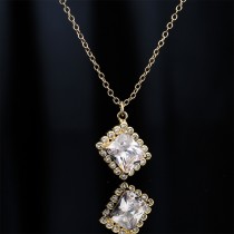 colgante cuadrado esmeralda zirconio chapado en oro laminado collar de oro de 18 quilates hembra