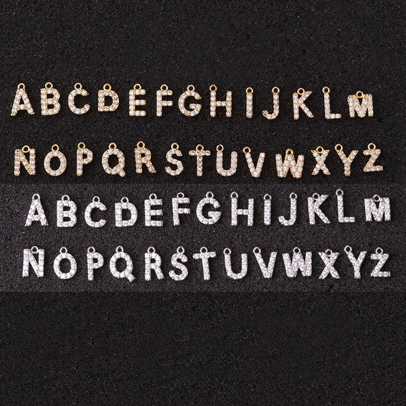 Simple 26 Inglés DIY con incrustaciones de letras de circón accesorios al por mayor