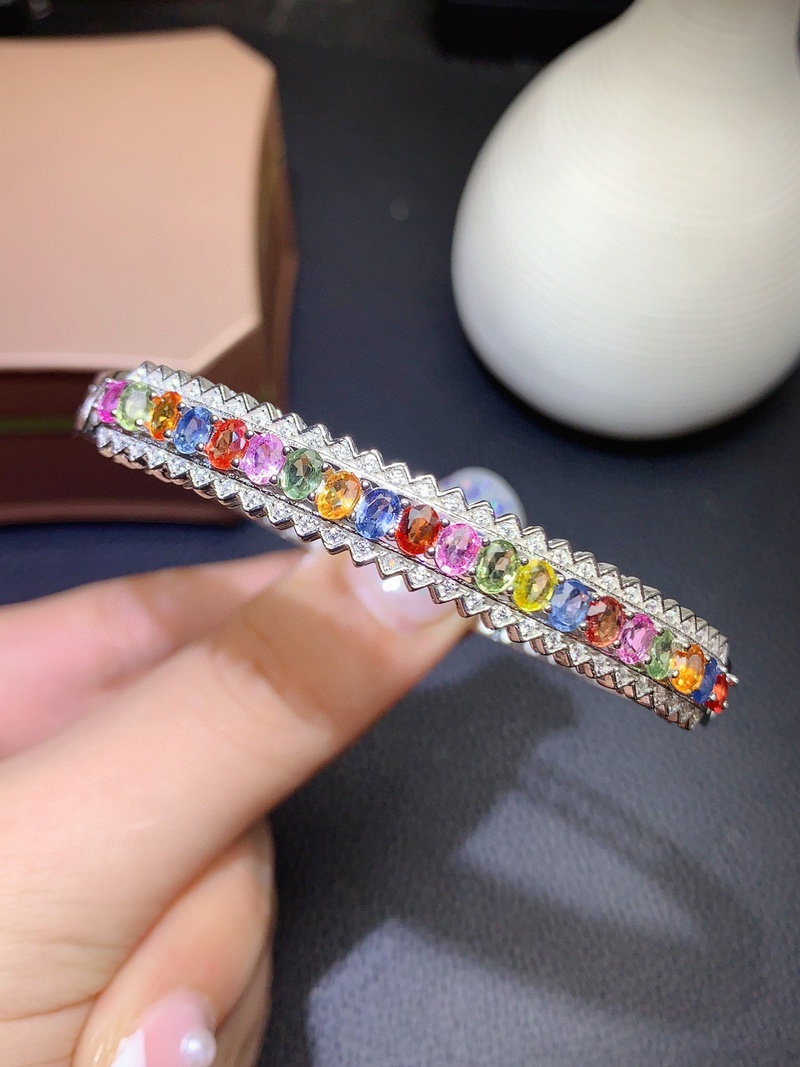 Pulsera de zafiro de color de moda pulsera de oro laminado de colores femeninos